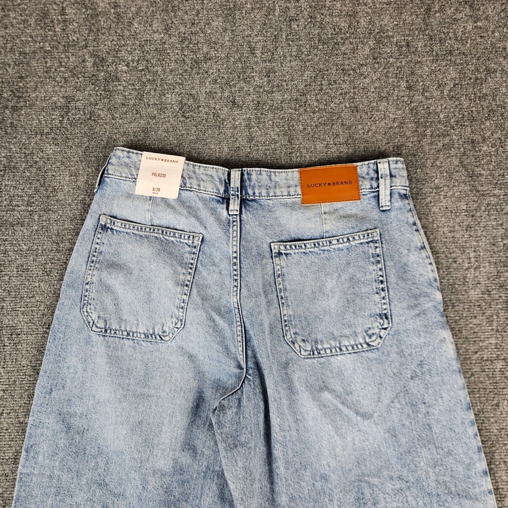 Lucky Brand Palazzo Wide Leg Rigid Denim Jeans Light Wash Blue 6/28 R New - Picture 15 of 16